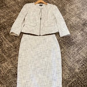 Ann Taylor black and cream tweed suit set skirt size 6